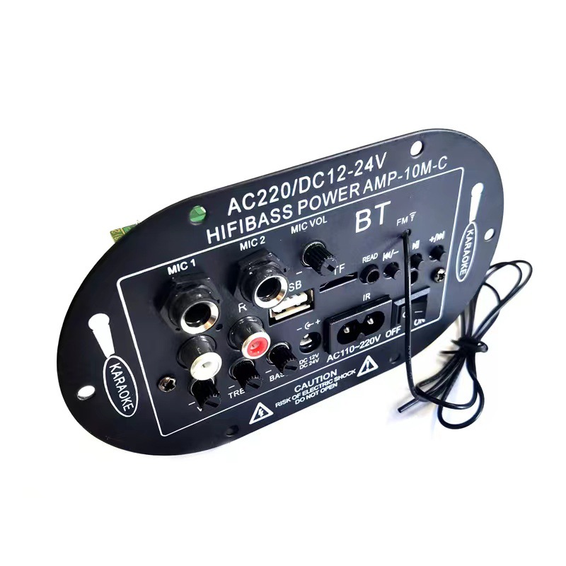 Woopkeri digitaalne Bluetooth-stereo võimendi, subwoofer, kahe mikrofoniga karaoke, 8–10-tolline kõlar, 110 V, 220 V, 12 V, 24 V_voghion.com