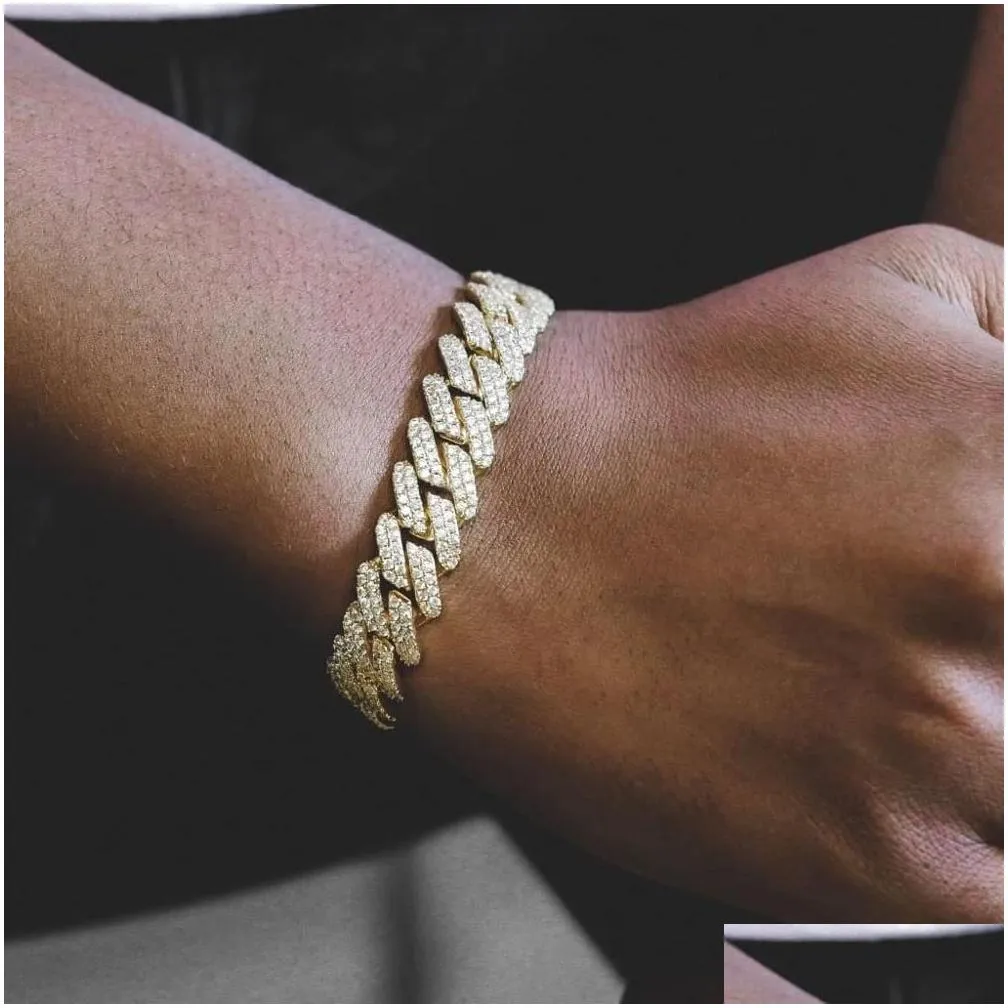 Cubic Zirconia Miami Cuban Chain Bracelet For Men And Women_voghion.com
