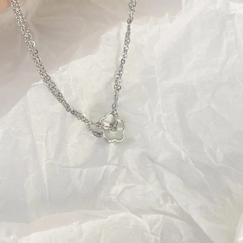 Pendant Necklaces Double-layer Flower Chokers Chains For Girl_voghion.com