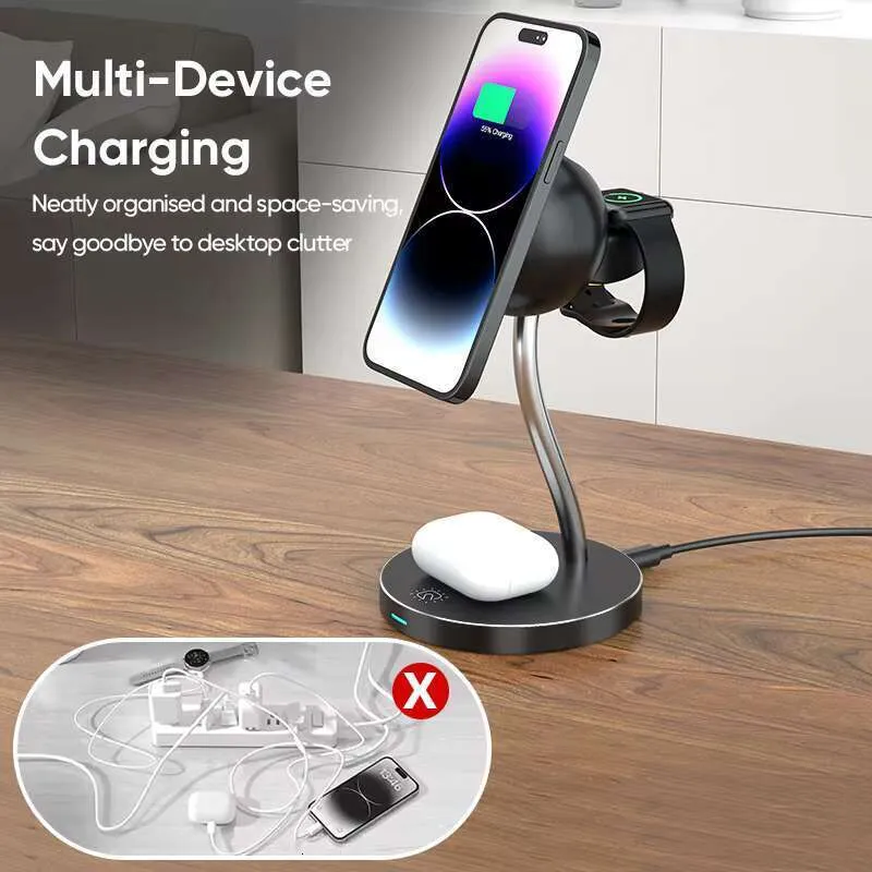 Bedhead Desktop Touch LED Light Mobile Phone Charging Stand 3-in-1 Wireless Charger_voghion.com