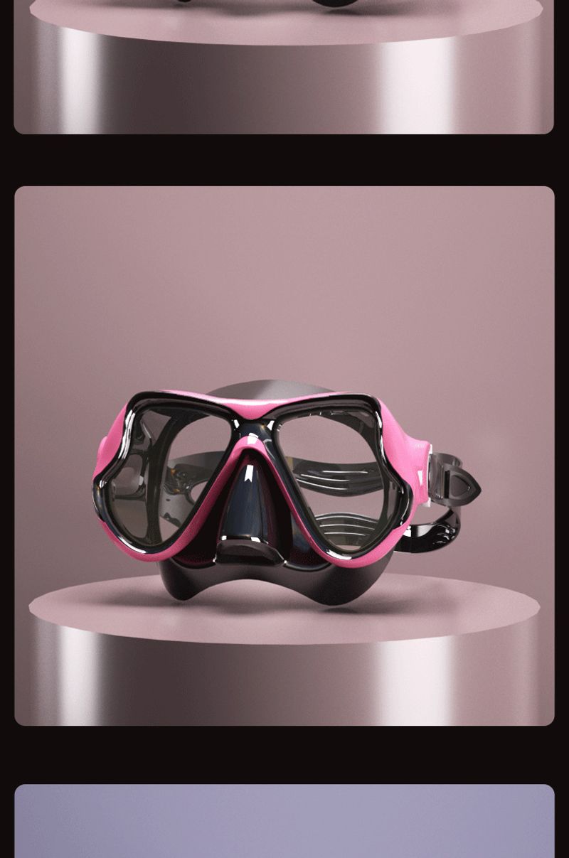 Hd tempered glass diving goggles Full dry shallow mask snorkel set_voghion.com