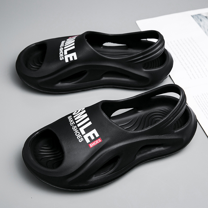 Sandalias de hombre con sensación de mierda 2024 verano nuevo antideslizante para uso al aire libre sandalias y zapatillas casuales de moda zapatos de playa de moda para hombres_voghion.com