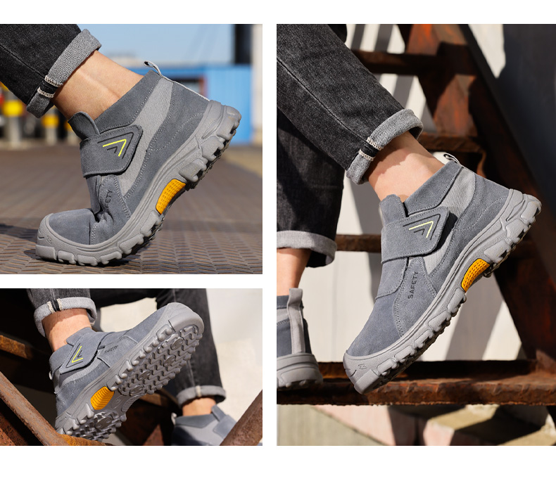 Zapatos de seguridad para soldador GUYISA con puntera de acero, antiescaldaduras, ignífugos, color gris 3027GY, tallas 37-46_voghion.com