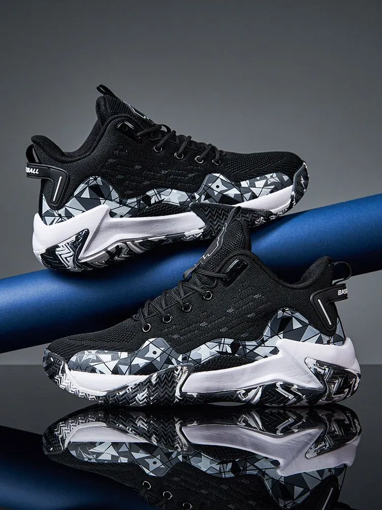 quality Hot Selg New Four Seasons Basketball Sports Breathable Elastic Blue Ball Shoes Men's High Top_voghion.com