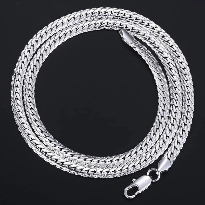 Cuban Link Chain Necklace Hammered Rombo Style White Gold Filled_voghion.com