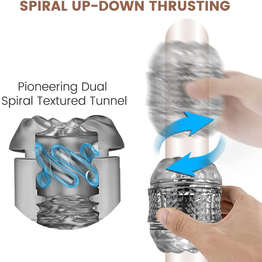 Diamond Crystal Aircraft Cup Men's Manual Decompression Device Two End Through Mold Adult Sex Toys_voghion.com