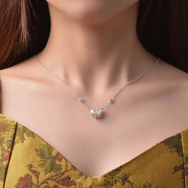 Heart Pendant Necklace With Crystal Birthstone In Sterling Silver_voghion.com
