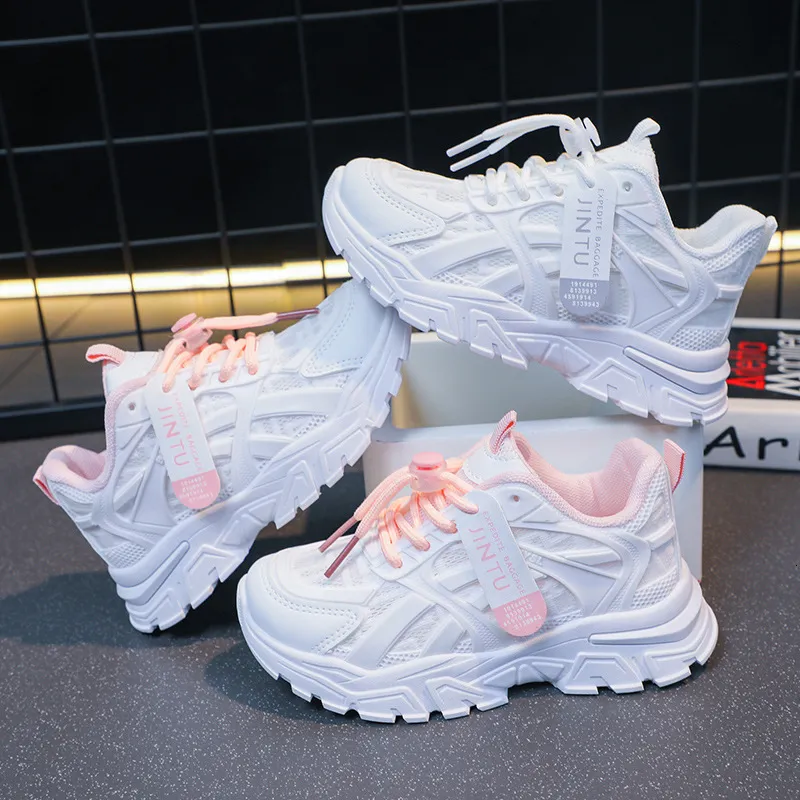 Tenis casuales para niños, adecuados para niños y niñas, de malla blanca pura, transpirables, para correr, cortos y deportivos gorditos_voghion.com