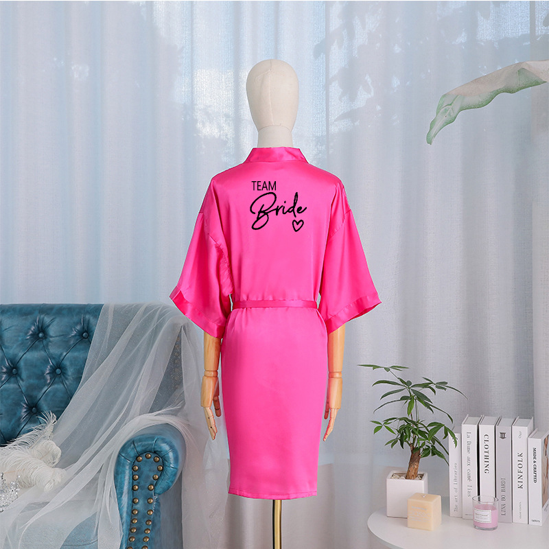 Bride TEAM Bridal Group Morning Women's Sleeping Robes Makeup Wedding Simulation Silk Bathrobe_voghion.com
