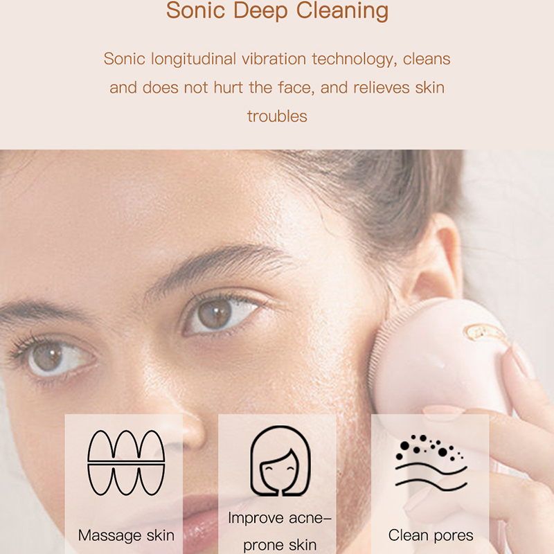 Perie facială masaj pentru piele perie electrică din silicon perie facială USB curățare impermeabil vibrații sonice instrument de îngrijire a frumuseții instrument_voghion.com