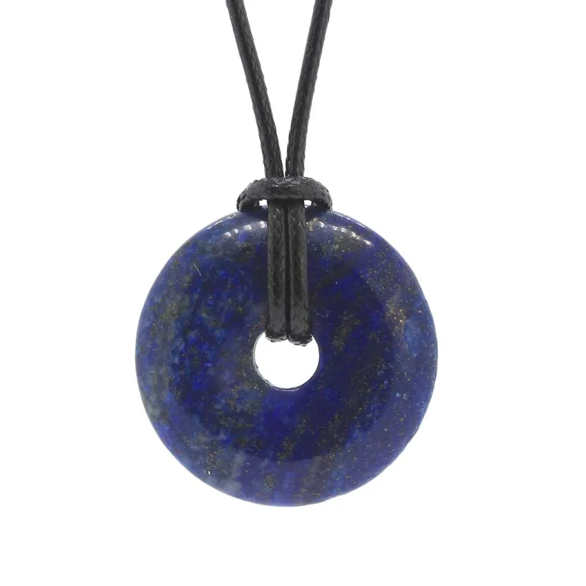 Colliers pendentifs KFT 30 mm Cercle Donut Naturel Guérison Cristal Quartz Collier Lapis Lazuli Opale Pierre Amulette Porte-Bonheur_voghion.com
