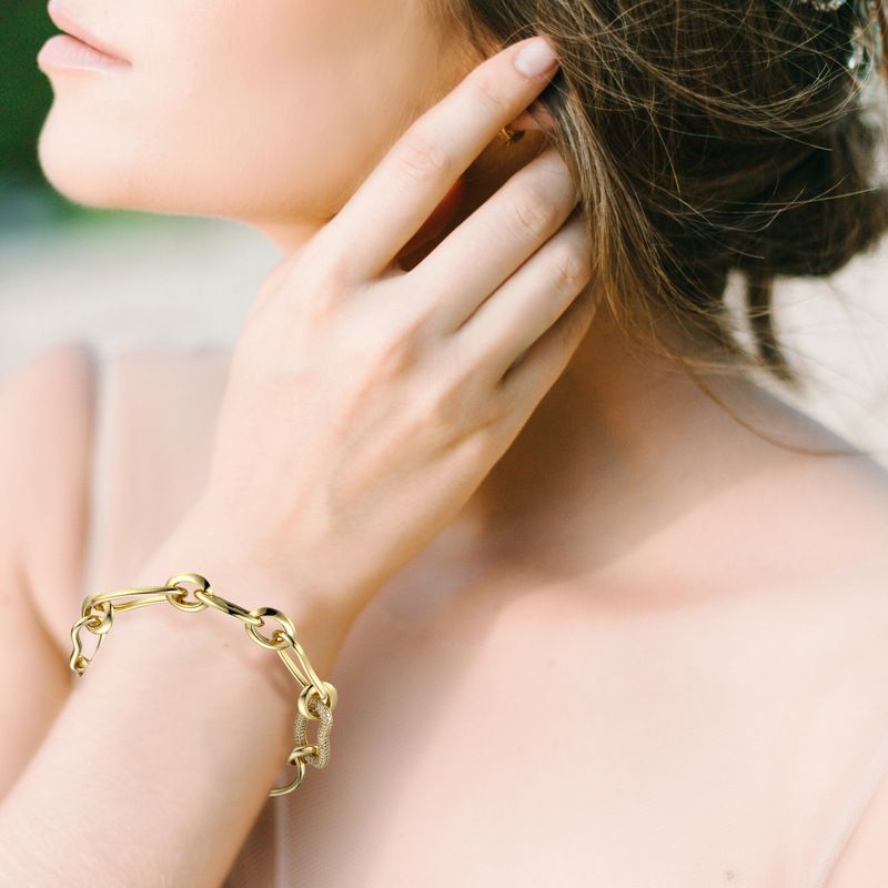 Moderiktigt kopparpläterat 14k gult armband för kvinnor, retro smycken för tung industri_voghion.com