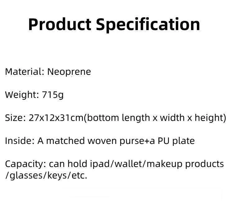 Borsa a tracolla da donna in neoprene intrecciato, fatta a mano, casual, di grande capacità, con tracolla_voghion.com