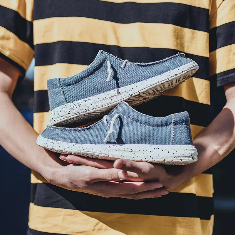 Summer Denim Canvas Breathable Moccasins Vulcanized Mens Sneakers Shoes Plus Size 240626_voghion.com