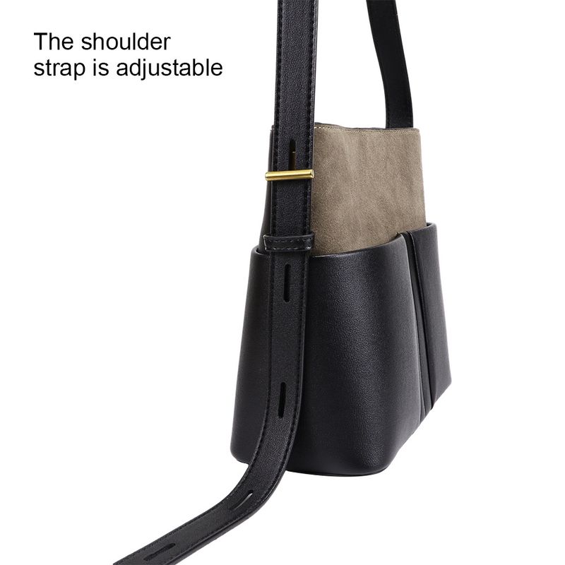 URBAN MASTER Matte Kontrast Farbe Unterarm Taschen für Frauen Echtes Kuh Leder Schulter Crossbody Tasche Eimer Commuter_voghion.com
