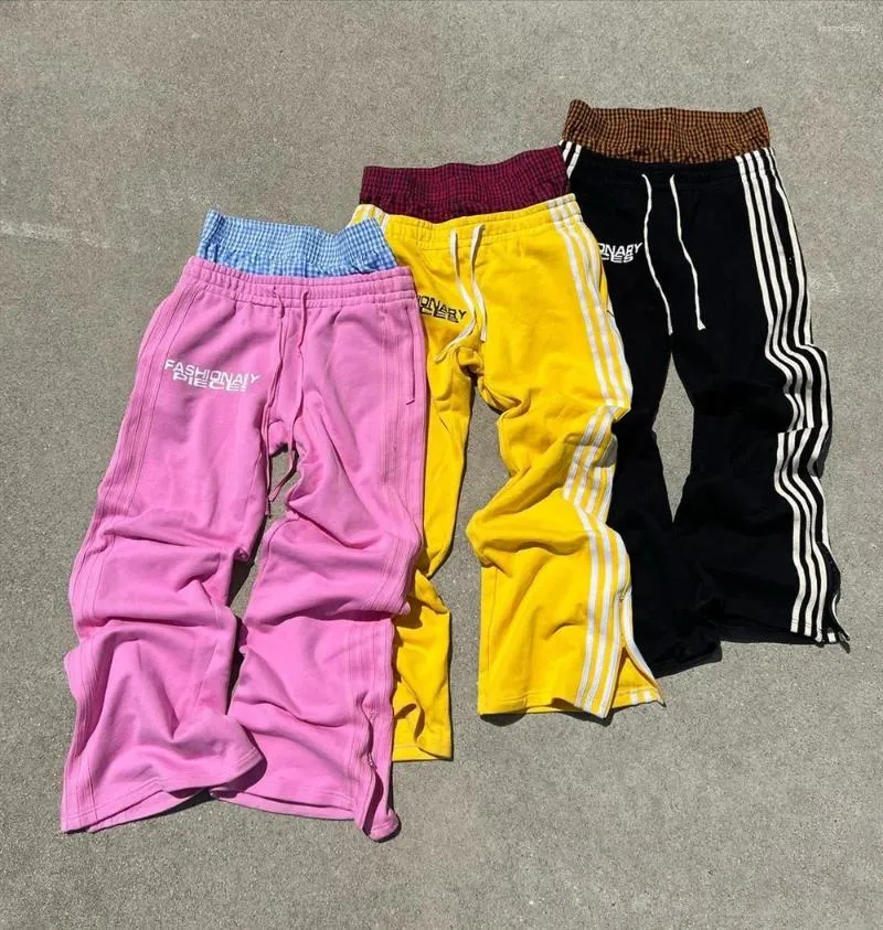 Férfi nadrág Férfi Y2K divat Egyszerű Csíkos Alkalmi Férfiaknak Retro Haruku Hip Hop Melegítőnadrág Laza Egyenes Magas Derekú_voghion.com