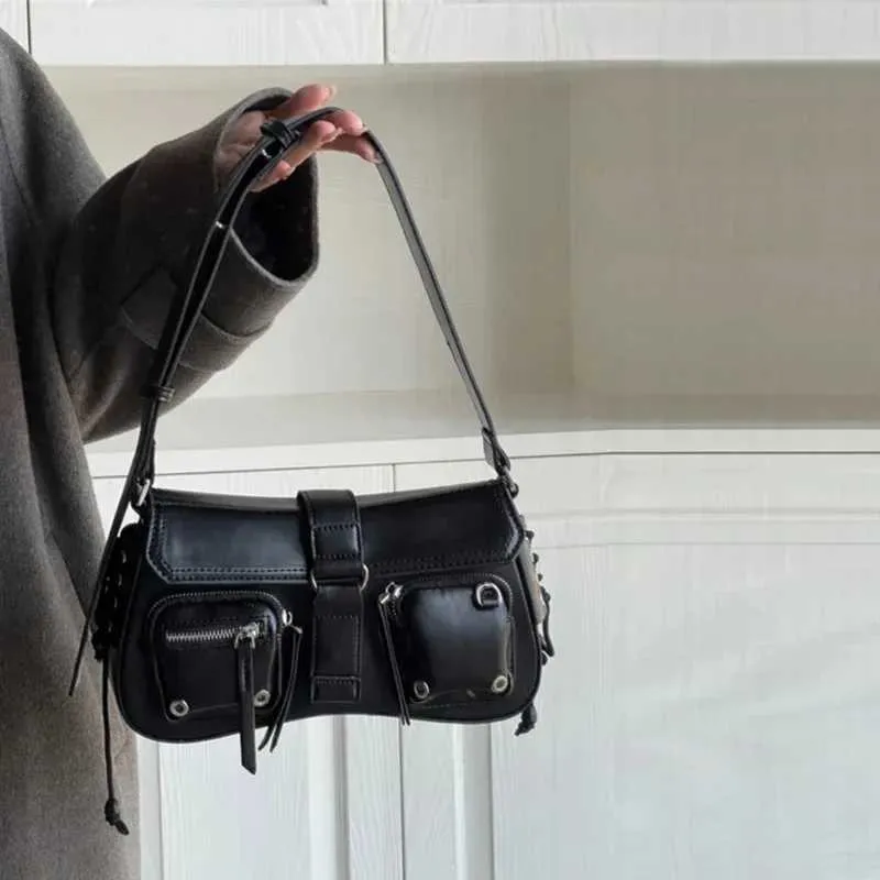 Y2K Femmes Coréennes Haruku Vintage Gothique Noir Sac À Main Esthétique Élégant Punk Portefeuille Sac À Main Sacs À Main Épaule Tendance_voghion.com