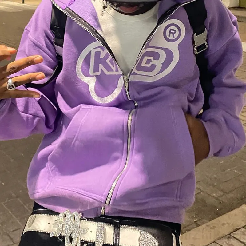 Felpe con cappuccio da uomo Felpe con cappuccio da uomo con lettere a stella stampate Haruku High Street Y2K Streetwear Hip Hop Gothic Zip Up Loose_voghion.com