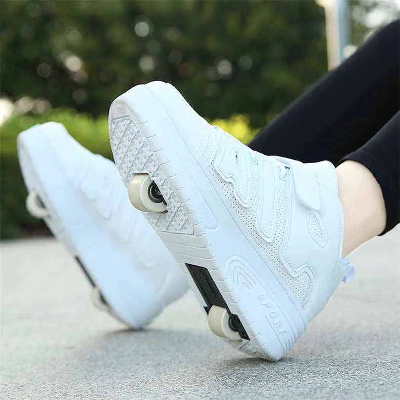 Chaussures de sport à roulettes avec deux roues pour enfants garçons filles mode tennis enfants garçon fille patinage roue sneaker_voghion.com