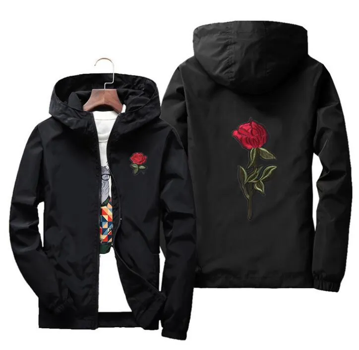Windbreaker jacka för herr och dam med rosenmönster_voghion.com