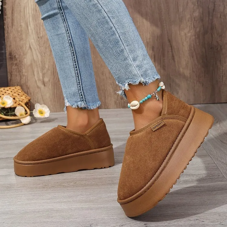 Bottes de neige courtes et élastiques pour femmes, nouvelle collection hiver 2024, en polaire, pour le froid, le chaud et l'épaisseur, semelles souples, chaussures en coton_voghion.com