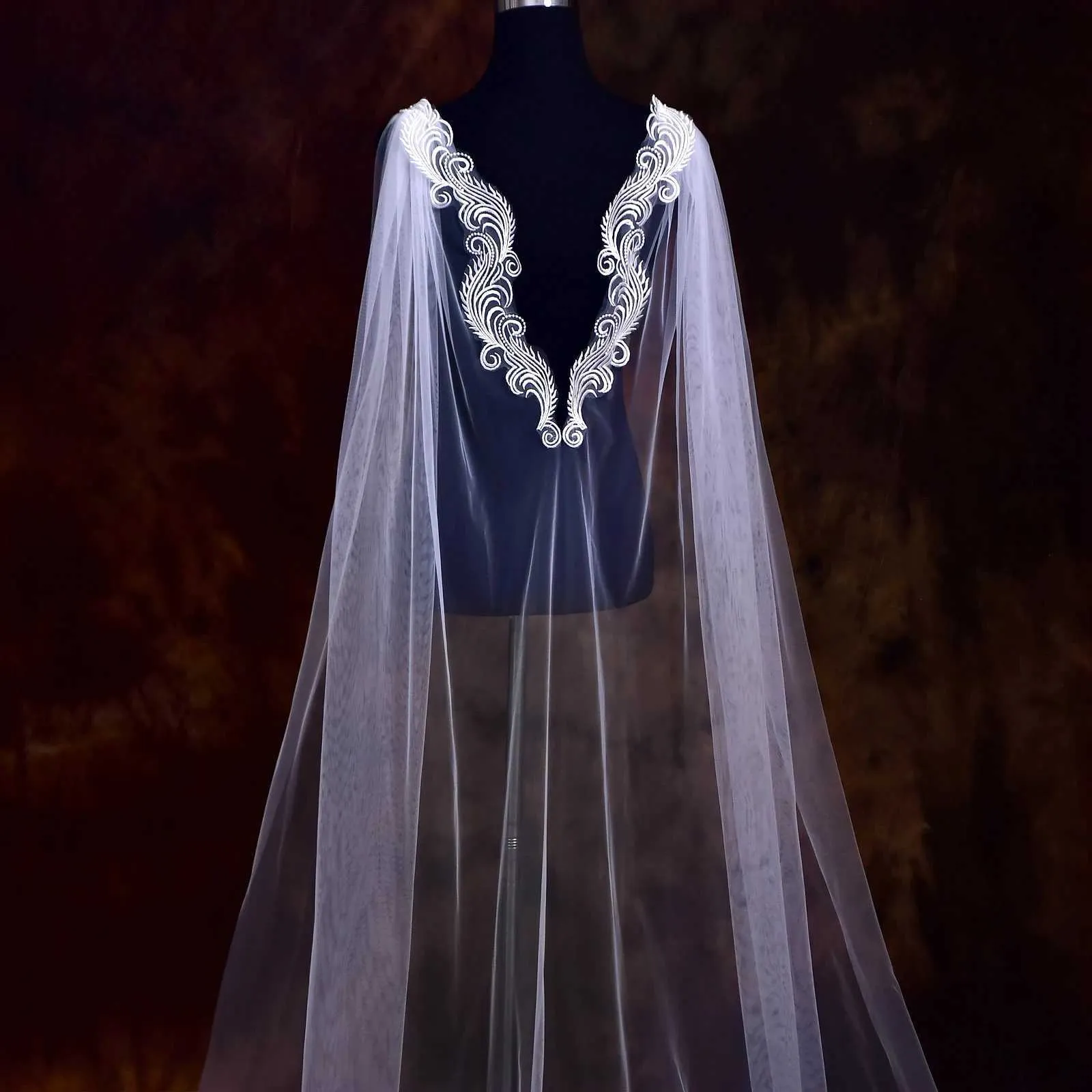 Hårsmycken Dam VG85 Capes Slöja Lång Katedral Brudkappa Bröllopsaccessoarer för Brud Bolero Sjal Mjuk Kväll_voghion.com