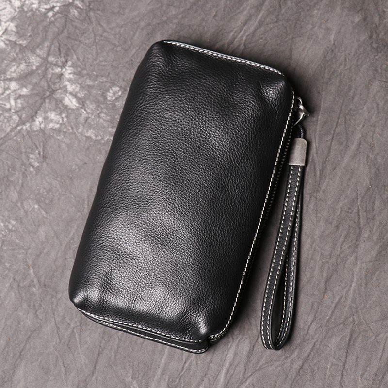 Hochwertige neue Herrenhandtasche Leder, lange Geldbörse weichem Leder für Damen, modische Handytasche aus Rindsleder,_voghion.com