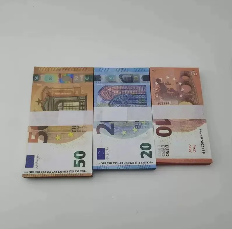 Faux billets de banque pour fêtes : 10, 20, 50, 100, 200 et 500 euros. Usage réaliste, échelle 1:2, lot de 100._voghion.com