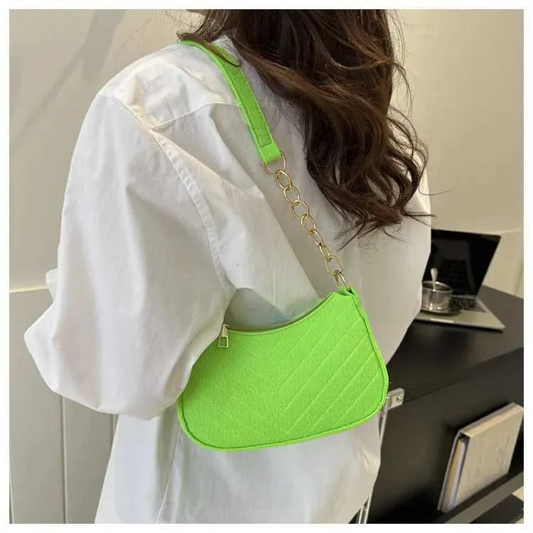 Mini borsa a tracolla da donna alla moda in feltro, design di alta qualità, borsa da ascella, bellissimo portafoglio, borsa a sella a mezzaluna 2024_voghion.com