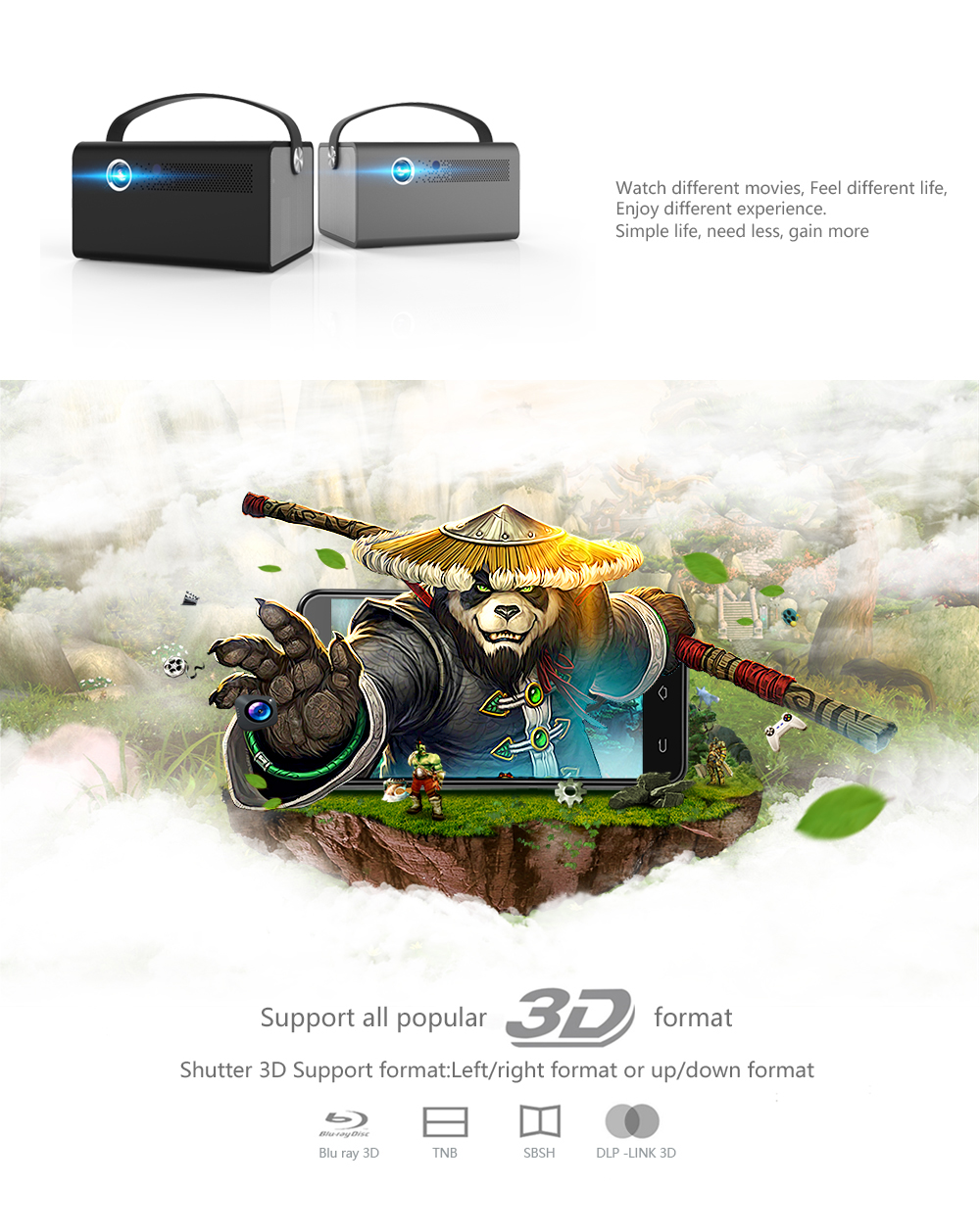 P7 Mini Kannettava Projektori Älykäs 3D Android 9.0 Wifi BT DLP Kotiteatteri 1080P HD 4K Elokuvateatteri Älypuhelimelle Akulla_voghion.com