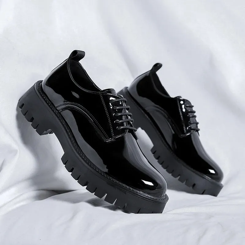 Chaussures en cuir à semelle haute pour homme, style décontracté, style japonais, Haruku, style coréen, streetwear, mode, affaires, mariage, 240614_voghion.com