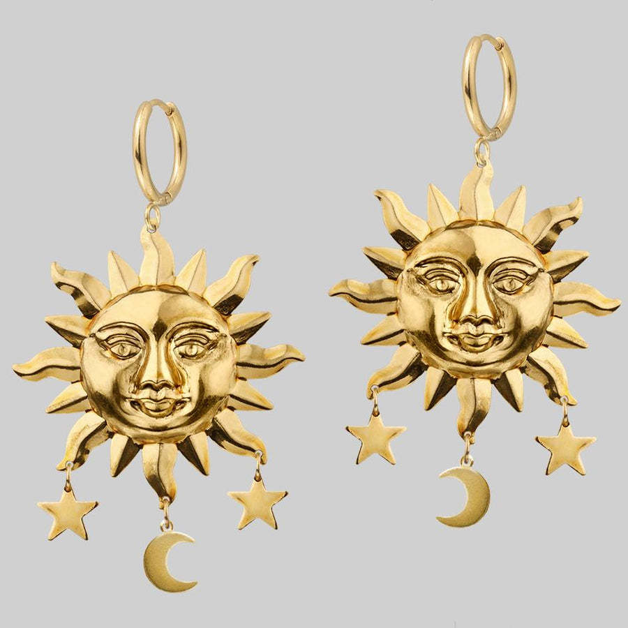 Orecchini Orecchini a cerchio Sole e Luna Gioielli gotici_voghion.com
