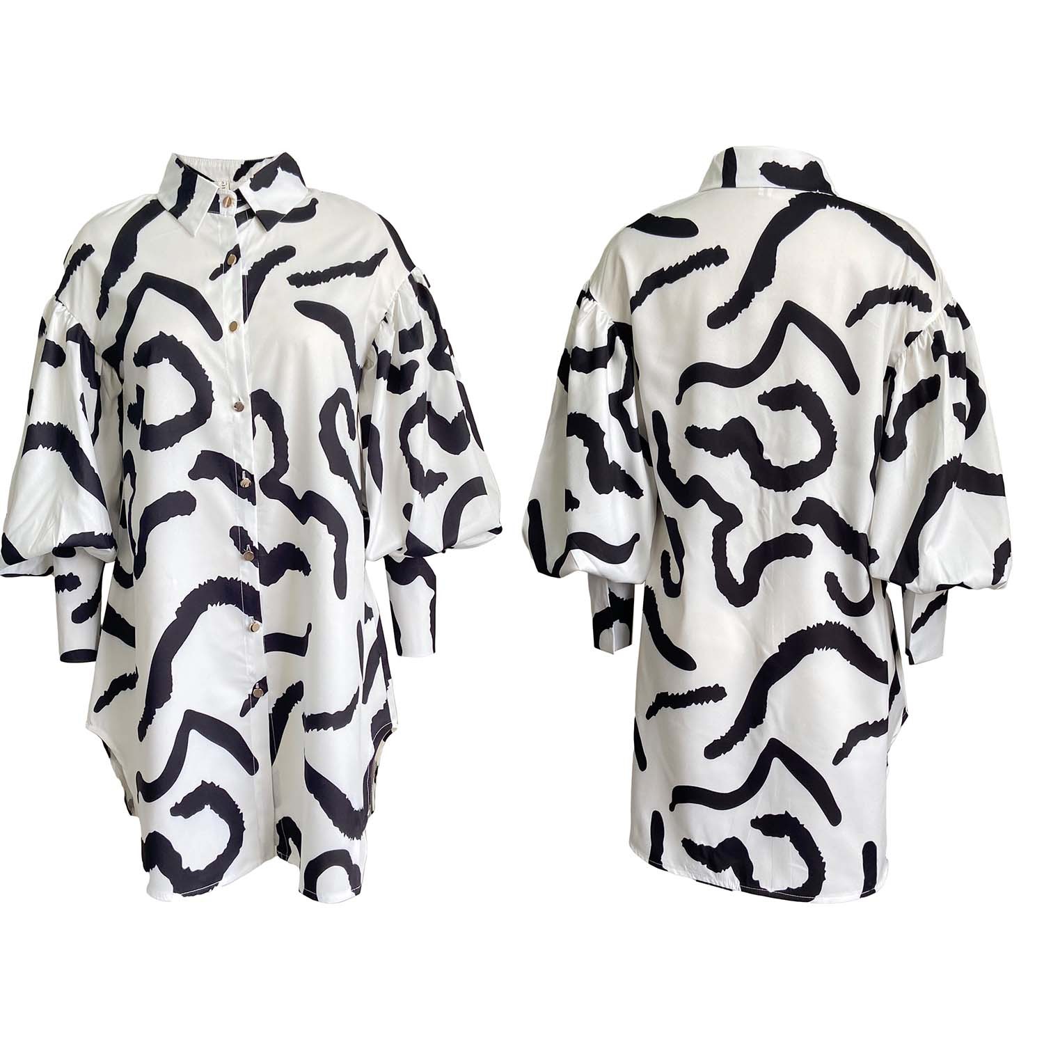 Women's Clothing temperament commuter printed shirt dress dress_mkmklike.com