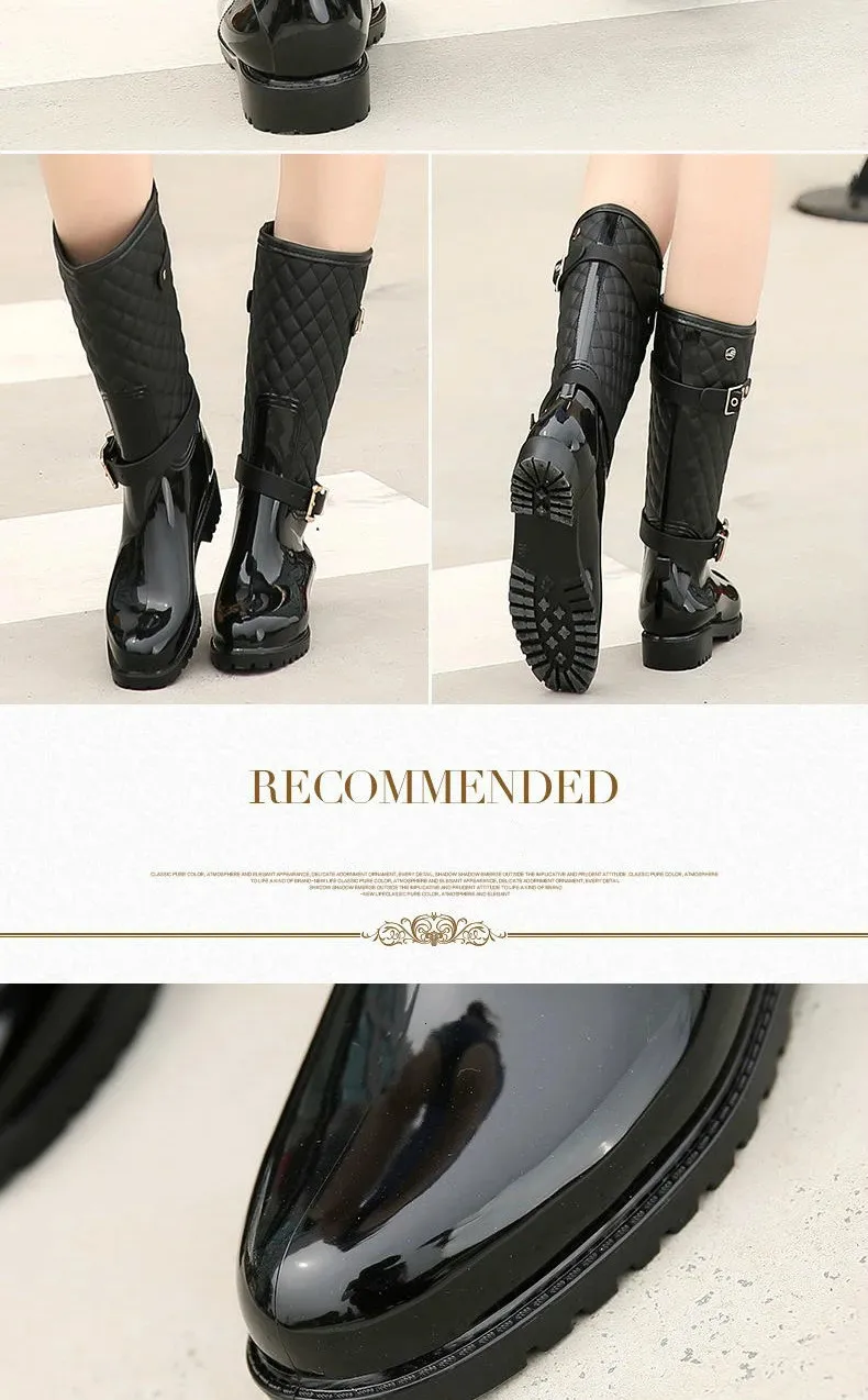 Fashion High Quality Water Shoes Warm Plaidlady Womens Rain Boots 241126_voghion.com