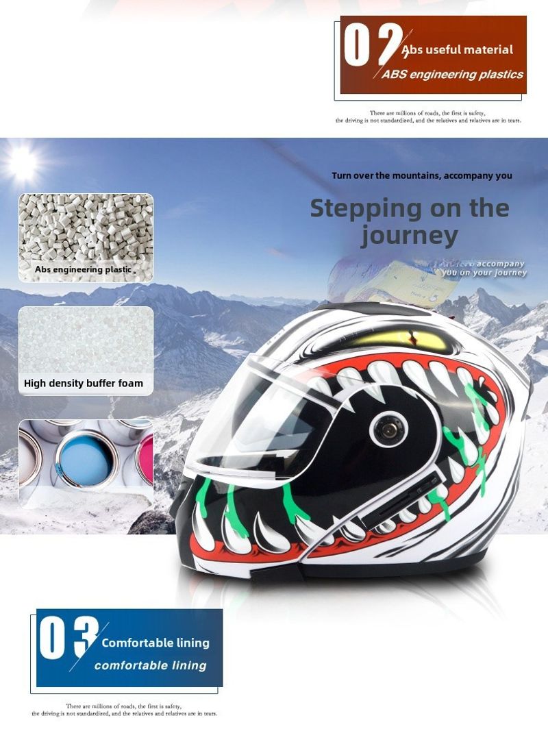 Casque de moto électrique à double lentille pour hommes et femmes, quatre saisons, Bluetooth, tendance et cool_voghion.com