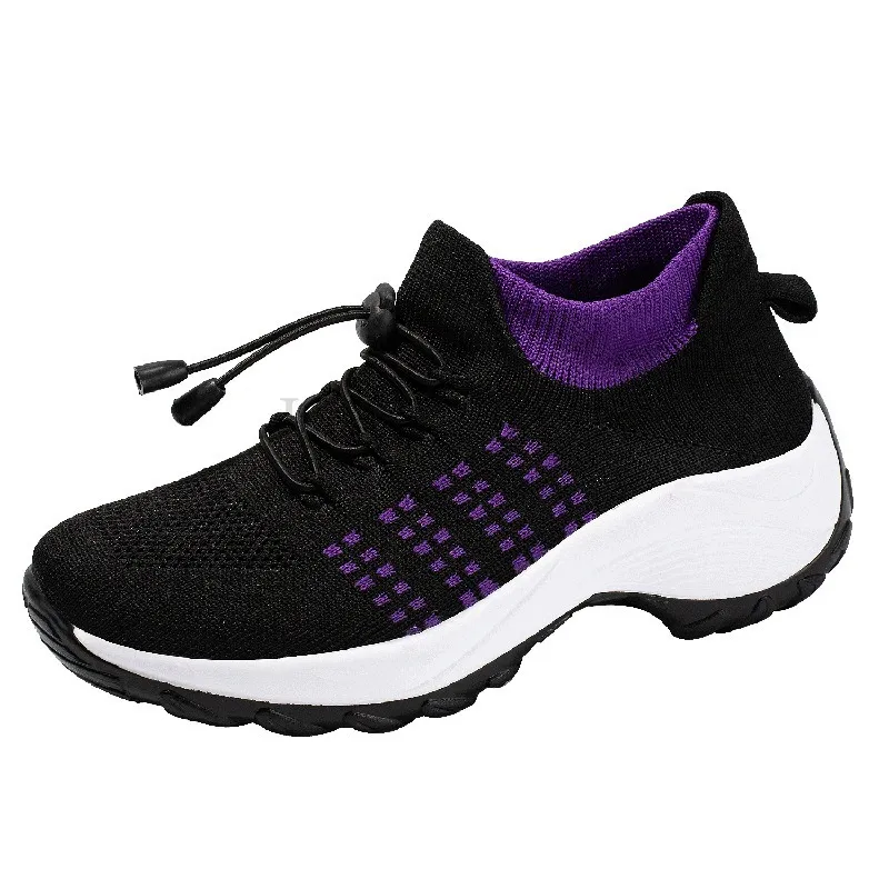 Nuovi modelli di scarpe da donna in rete, per turismo all'aperto, sportive, con suole spesse, maniche traspiranti, calzini e comode scarpe singole_voghion.com