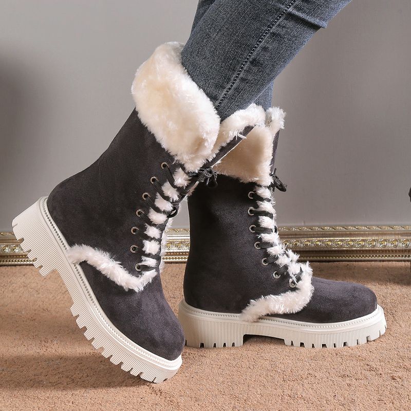 Foreign trade 2023 Winter New thick heel warm fleece-ed strap plus size 43 furry snow boots wholesale_voghion.com