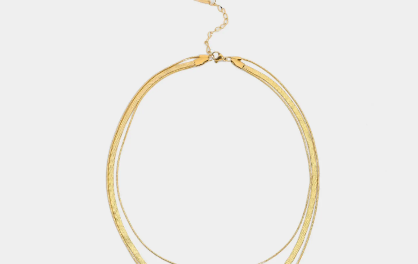 Collana a catena serpente a tre strati placcata oro donna_voghion.com