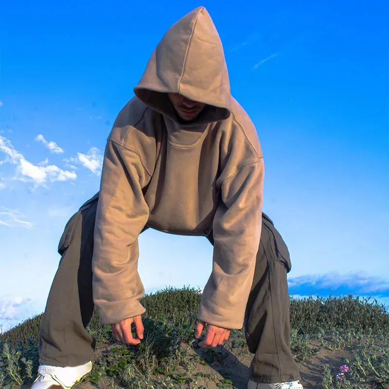 Herren Einfarbig Doppellagig Übergroßer Reißverschluss Baumwolle Retro Hochwertiger Hoodie Frühling/Sommer Casual Streetwear R250219_voghion.com