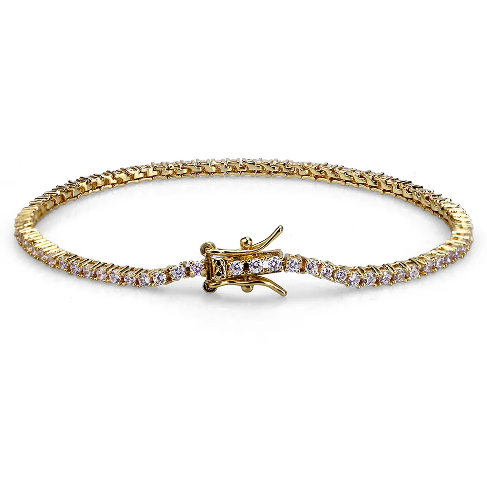 Gold-plated Tennis Bracelet For Men And Women Hip-hop 2.5mm Bracelets_voghion.com
