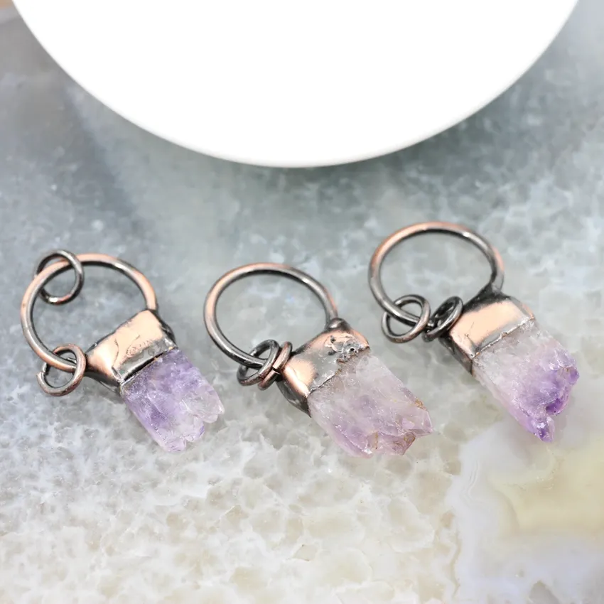 Collane con ciondolo in pietra naturale, ametiste, cristallo, ottone antico, lastra di quarzo, drusa, collana vintage per regalo di gioielli fai da te_voghion.com