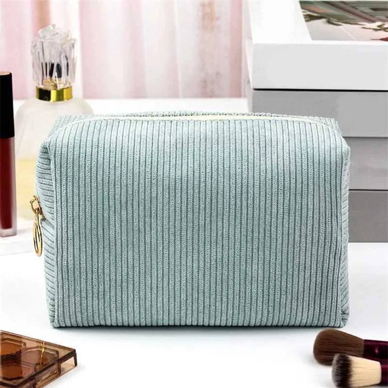 Womens Corduroy solid color makeup travel portable face wash storage bag organizer wallet Y241023_voghion.com