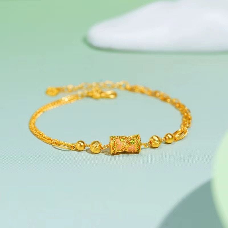 Sand Love Peach Blossom Gold Shop Emaille Farbe Handwerk Nische High Sense Retro Temperament Armband_voghion.com