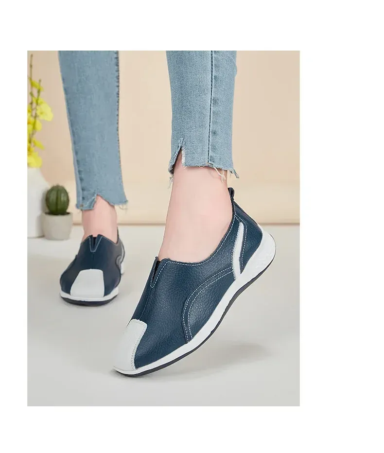 Genuine Leather Women 2024 Spring Autumn Slip-on Casual Flats Woman Fashion Loafer Ladies Shoes atos Mujer_voghion.com