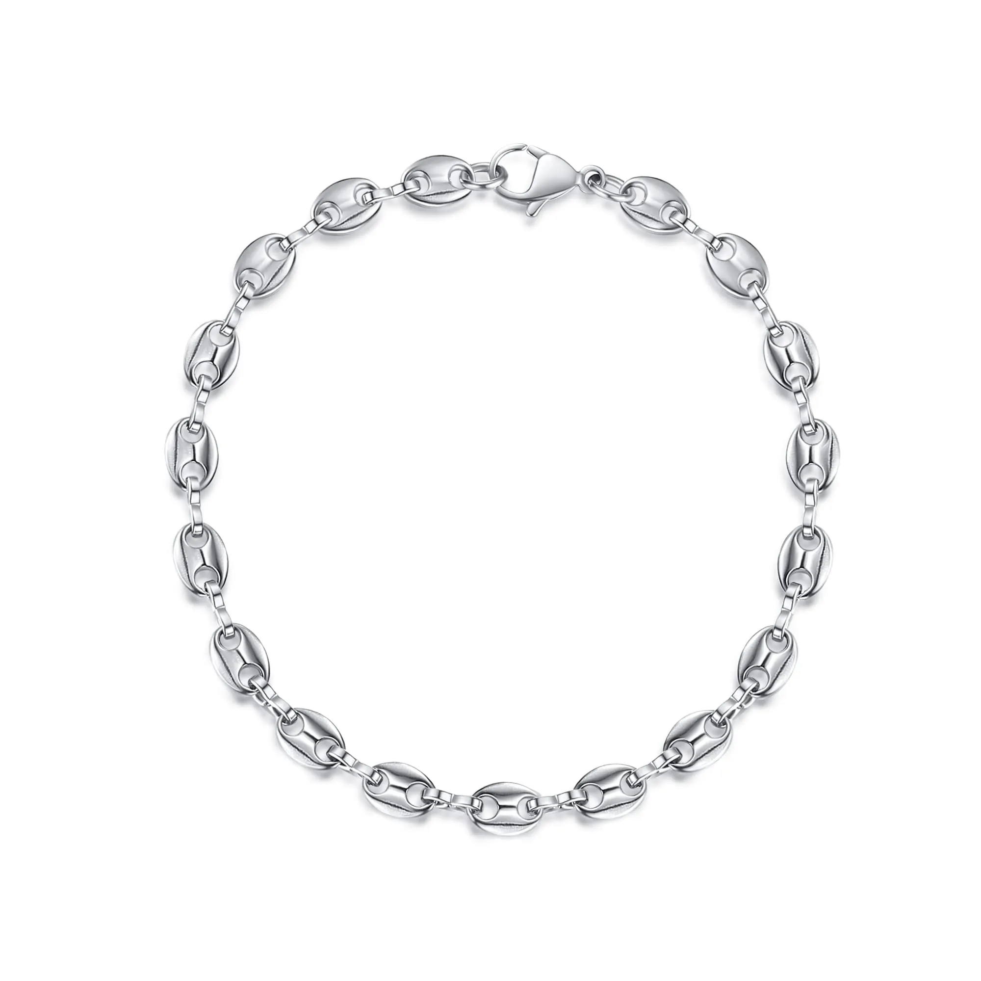 Collar de cadena con eslabones grano de café chapado en oro mujer_voghion.com