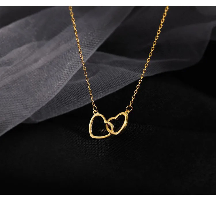 Love Double Ring Necklace Female Instagram Collar Chain Harajuku Style Simple to Heart Matching Pendant Neckchain Trendy_voghion.com