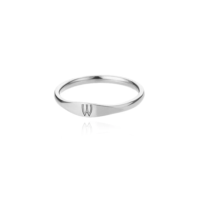 Carino A-Z minuscola lettera per donne uomini gioielli in acciaio inossidabile iniziali personalizzate anelli impilabili taglia 7 8 9 10_voghion.com