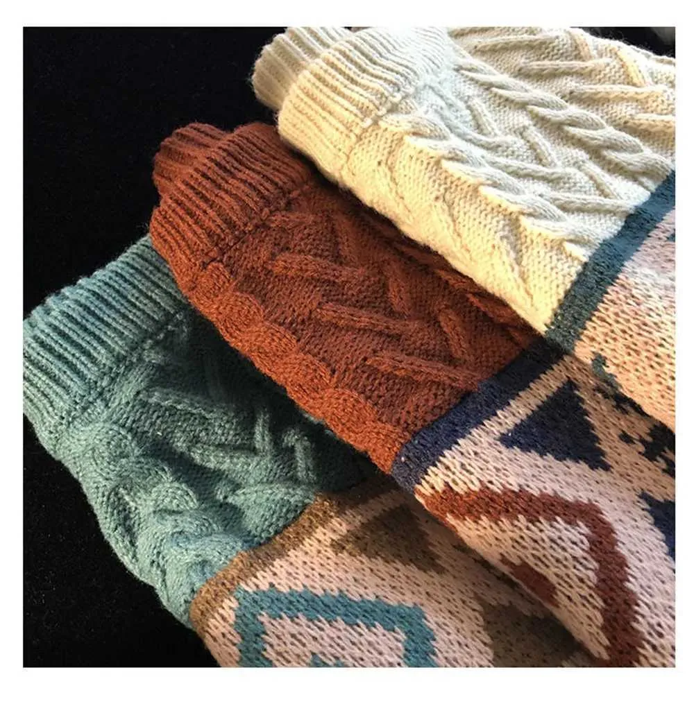Niedlicher Bär Übergroßer Herren High Street Stricktop Herbstpullover Lose Haruku Kawaii Weiß Damen Paarpullover_voghion.com
