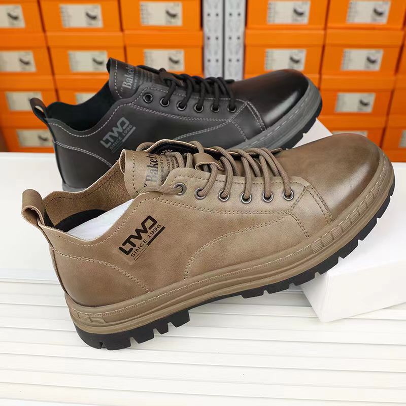 Men’s Genuine Leather Martin Boots Trendy British Style Work Shoes_voghion.com
