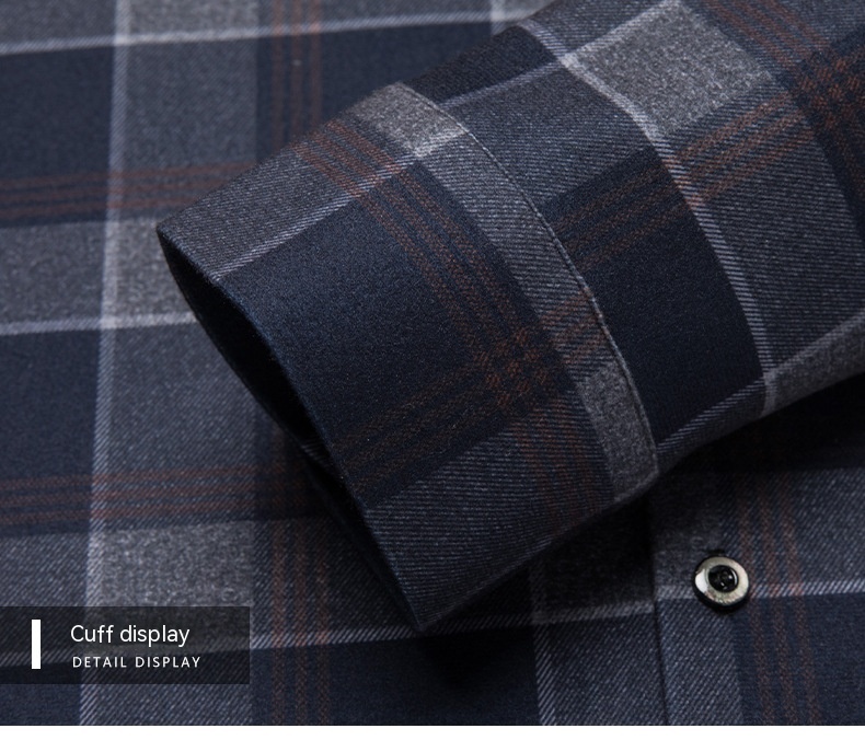 2024 Autumn/Winter New Traceless Men's Wool Plush Thickened Long sleeved Shirt Business Breathable Shirt_voghion.com